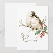 Invitation Moineaux sur une branche de Noël (Devant / Derrière)