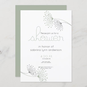 Invitation Moins Chic Sage Vert et Fleurs de Charbon