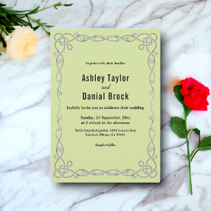 Invitation Moins Chic Script Sage Vert Boho Mariage Floral
