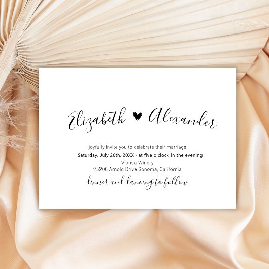 Invitation Moins de script Heart All in One QR Code Mariage