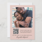 Invitation Moins moderne de photo QR Code Mariage Blush (Dos)