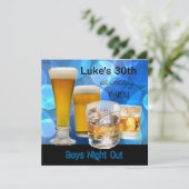 Invitation Mois 30e anniversaire Bleu Boissons Beer Boys Nuit (Debout devant)