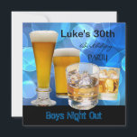 Invitation Mois 30e anniversaire Bleu Boissons Beer Boys Nuit<br><div class="desc">Hommes 30e anniversaire fête Blue Drinks Beer Boys Night Out,  21e,  40e,  50e 60e,  hommes</div>