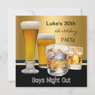 Invitation Mois 30e anniversaire de fête Boissons Beer Boys N