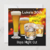 Invitation Mois 30e anniversaire de fête Boissons Beer Boys N (Devant)