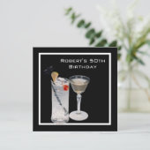Invitation Mois 50e anniversaire de fête Black Silver Boisson (Debout devant)