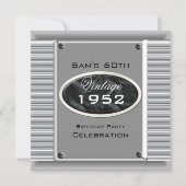 Invitation Mois Vintage 60e anniversaire noir d'argent (Devant)