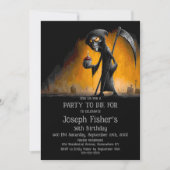 Invitation Moissonneur sinistre avec gâteau d'anniversaire (Devant)