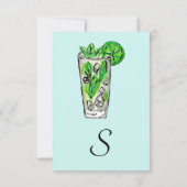 Invitation Mojito à la menthe dans l'aquarelle d'été Cocktail (Dos)