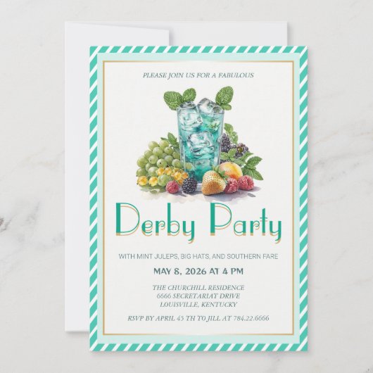 Invitation Mojito de fruits de luxe Kentucky Derby (Devant)