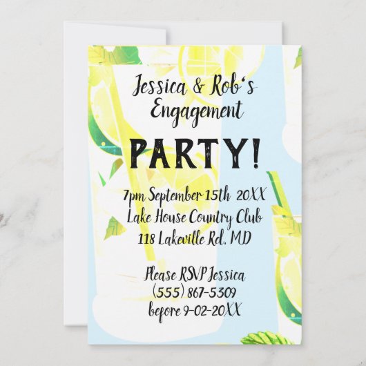 Invitation Mojito Night Mint Lime Bleu clair (Dos)