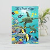 Invitation Molokini Cove Hawaiian Tropical Fish Turtle Luau (Debout devant)