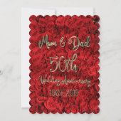 Invitation Mom et Papa 50e Anniversaire de Mariage Roses Roug (Devant)