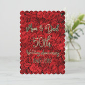 Invitation Mom et Papa 50e Anniversaire de Mariage Roses Roug (Debout devant)