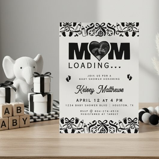Invitation Mom Loading Ultrasound Photo Baby Shower