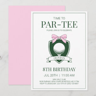 Invitation Moment de Par-Tee Ruban Rose Golf 8e Anniversaire