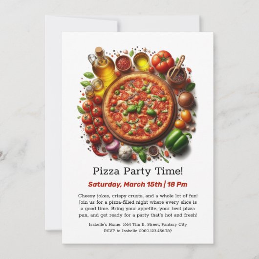 Invitation Moment Pizza Party Une tranche de plaisir vous at (Devant)