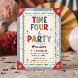 Invitation Moment pour une fête Garçon Fantaisiste 4ème Anniv