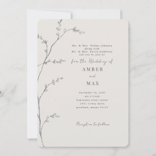 Invitation Moments Simples Tige Crème Arrondie des Deux Paren