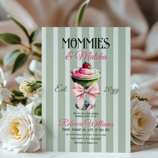 Invitation Momies et matcha fraise Baby shower de cabot rose