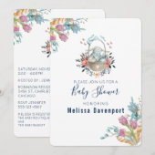 Invitation Momma Bunny dans le Baby shower de fleurs de panie (Devant / Derrière)