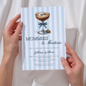 Invitation Mommies and Martinis Blue Bow Boy Baby shower