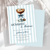 Invitation Mommies and Martinis Blue Bow Boy Baby shower