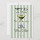 Invitation Mommies et Baby shower Matcha Olive Green Bow (Devant)