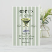 Invitation Mommies et Baby shower Matcha Olive Green Bow (Debout devant)