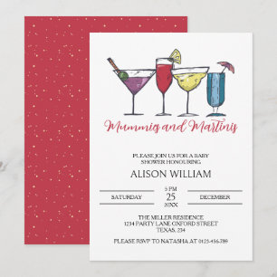 Invitation Mommies et Martinis Baby shower moderne