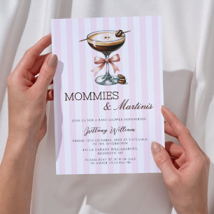 Invitation Mommies et Martinis Pink Bow Rose Girl
