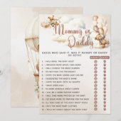 Invitation MOMMY OU DADDY Baby shower Jeu Ours Ballons (Devant / Derrière)