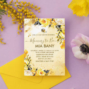 Invitation Mommy to Bee Aquarelle Floral Funny Baby shower