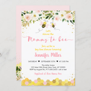 Invitation Mommy to Bee Baby shower Floral or rose