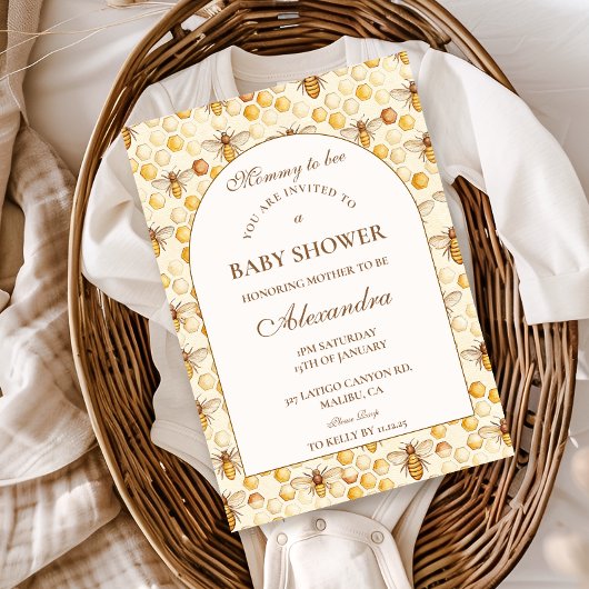 Invitation Mommy to Bee Honeycomb Baby Shower