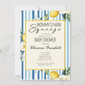 Invitation Mommy's Main Squeeze Lemon Blue Boy Baby Shower (Devant)