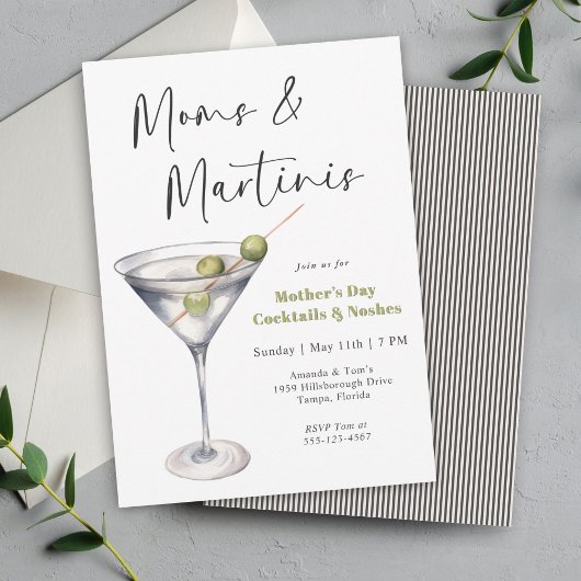Invitation Moms et Martinis fête des mères Cocktail Party