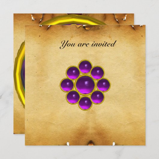 Invitation MON améthyste papier parchemin violet (Devant / Derrière)