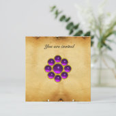 Invitation MON améthyste papier parchemin violet (Debout devant)