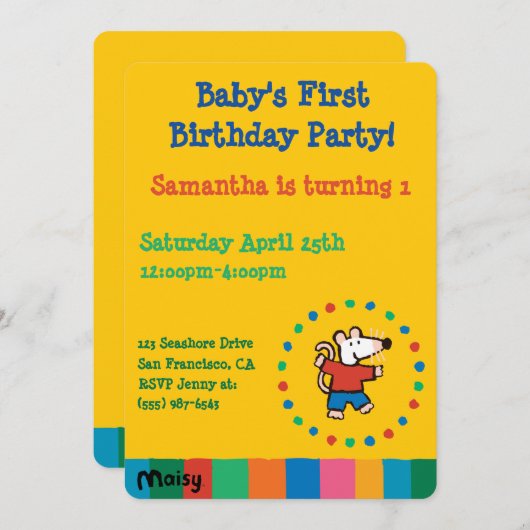 Invitation Mon ami Maisy Anniversaire (Devant / Derrière)