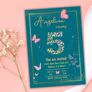 Invitation Mon ange a cinq ans : l'anniversaire de mon papill