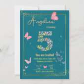 Invitation Mon ange a cinq ans : l'anniversaire de mon papill (Devant)