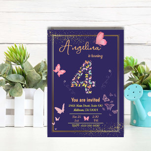 Invitation Mon ange a quatre ans : anniversaire de mon papill