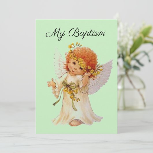 Invitation Mon ange baptême (Debout devant)