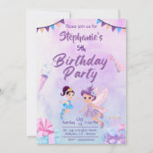 Invitation Mon ange fête son anniversaire à cinq ans : (Devant)