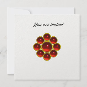 Invitation MON AVEC GEMSTONES ROUGES EN RUBY Pearl blanche