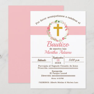Invitation Mon Baptême pour Fille