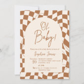 Invitation Mon bébé ! À damiers Boho | EN VICHY | BABY SHOWER (Devant)