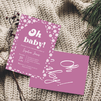Invitation Mon bébé ! À damiers rose mauve En vichy baby show