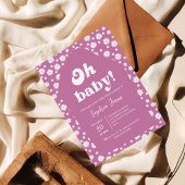 Invitation Mon bébé ! À damiers rose mauve En vichy baby show